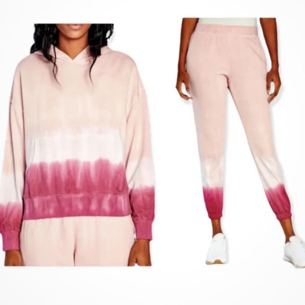 Wildfox Pink Ombre and White Tie-Dye Hoodie joggers 2 pc set
